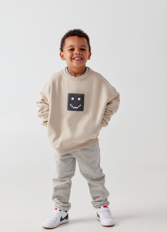 Kids "Pixel" Taupe Sweatshirt