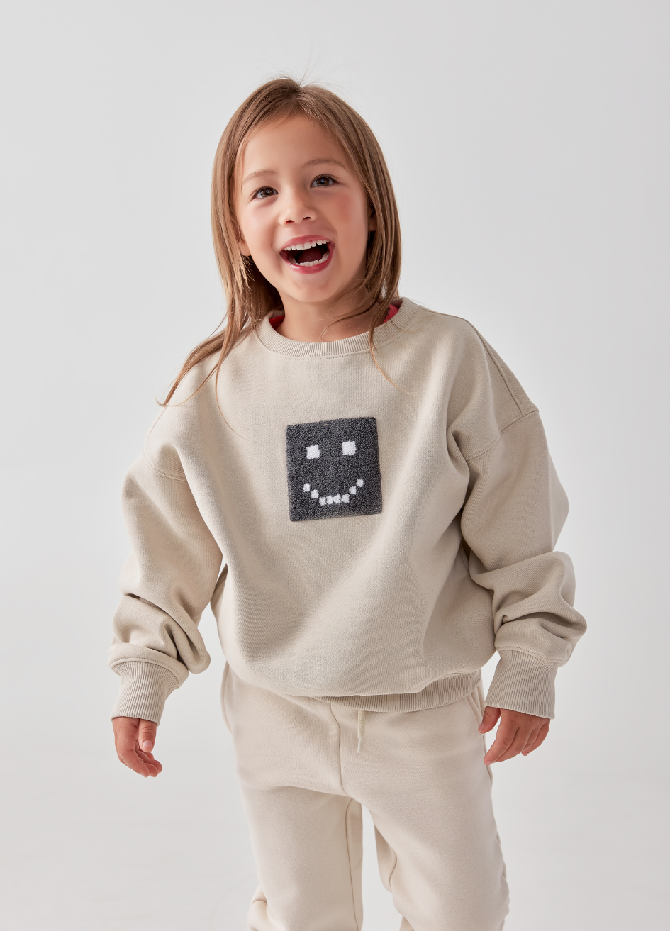 Kids "Pixel" Taupe Sweatshirt