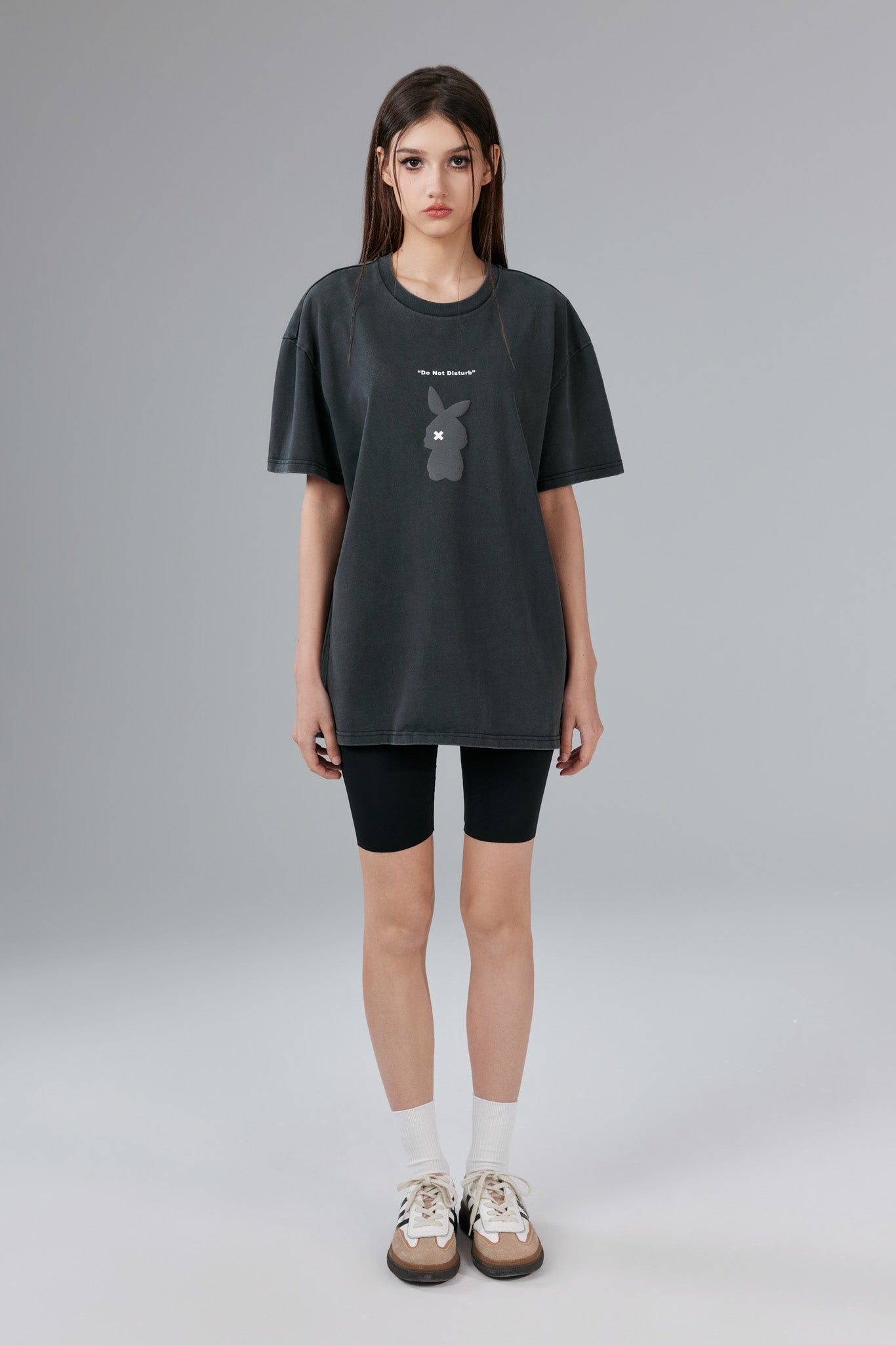 Chill Bunny Stonewashed Black Tee