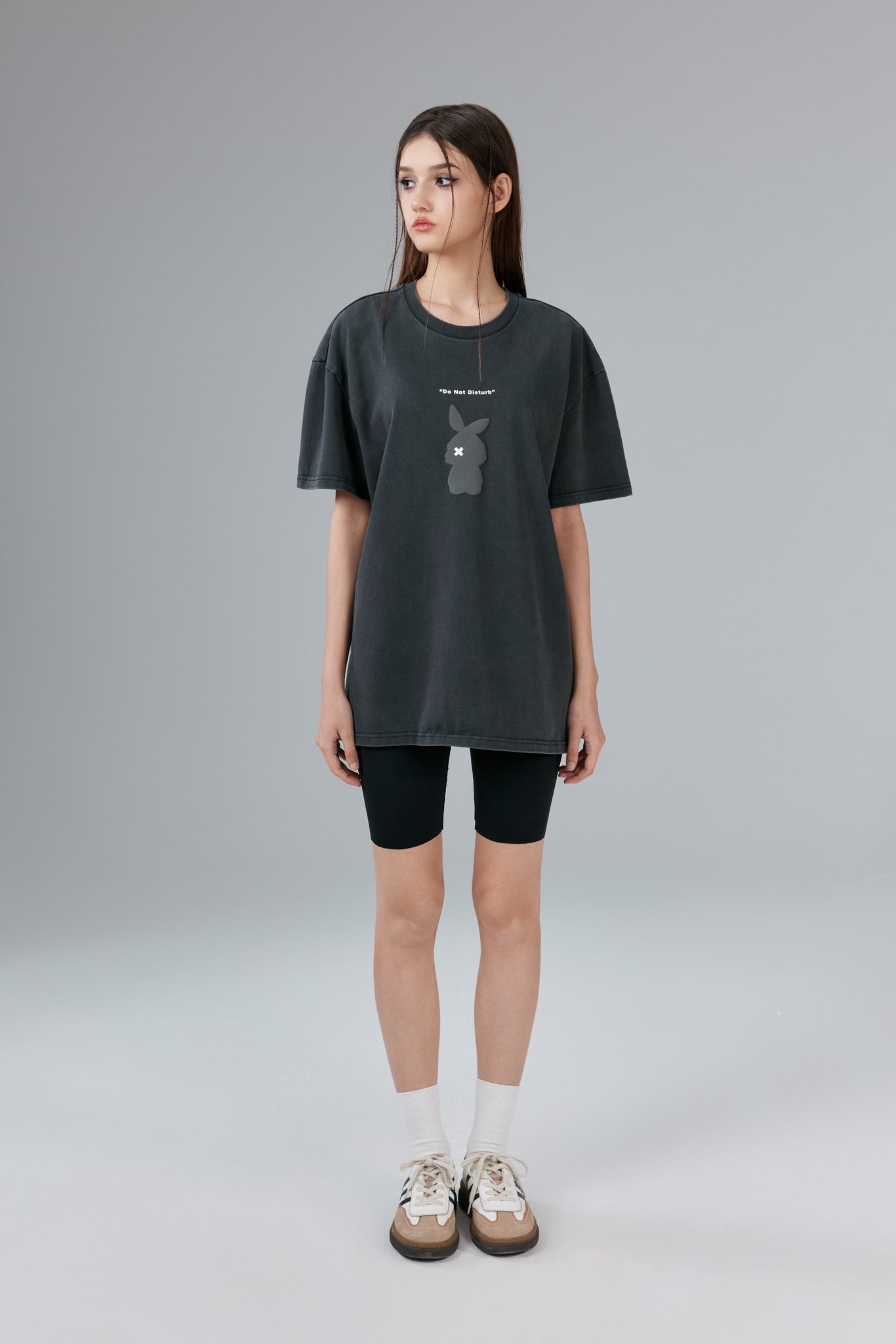 Chill Bunny Stonewashed Black Tee