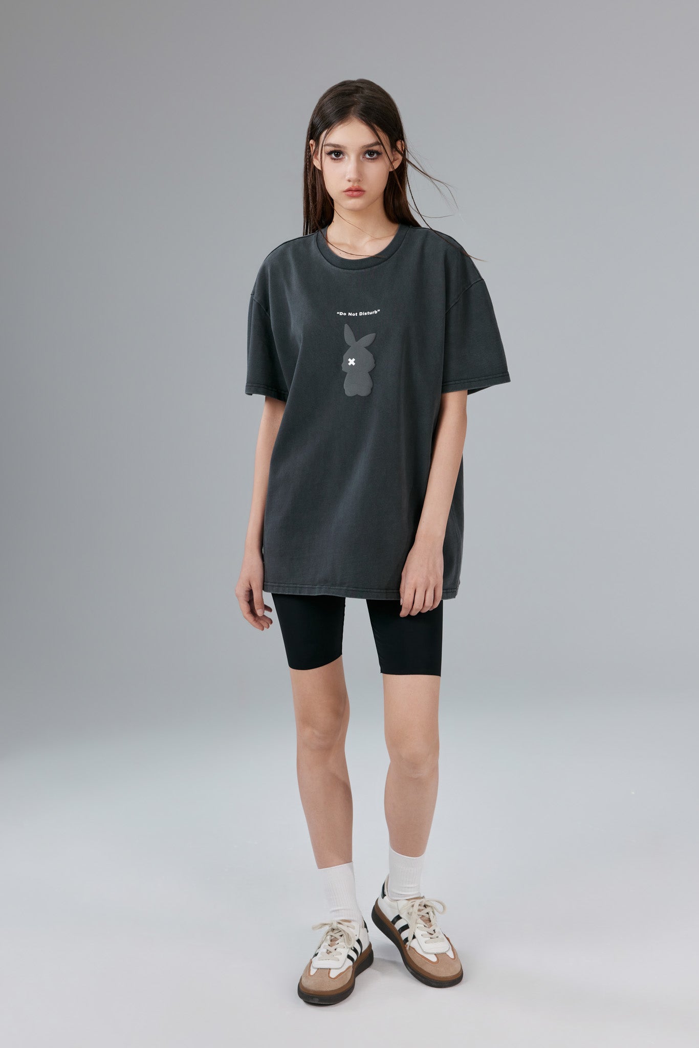 Chill Bunny Stonewashed Black Tee