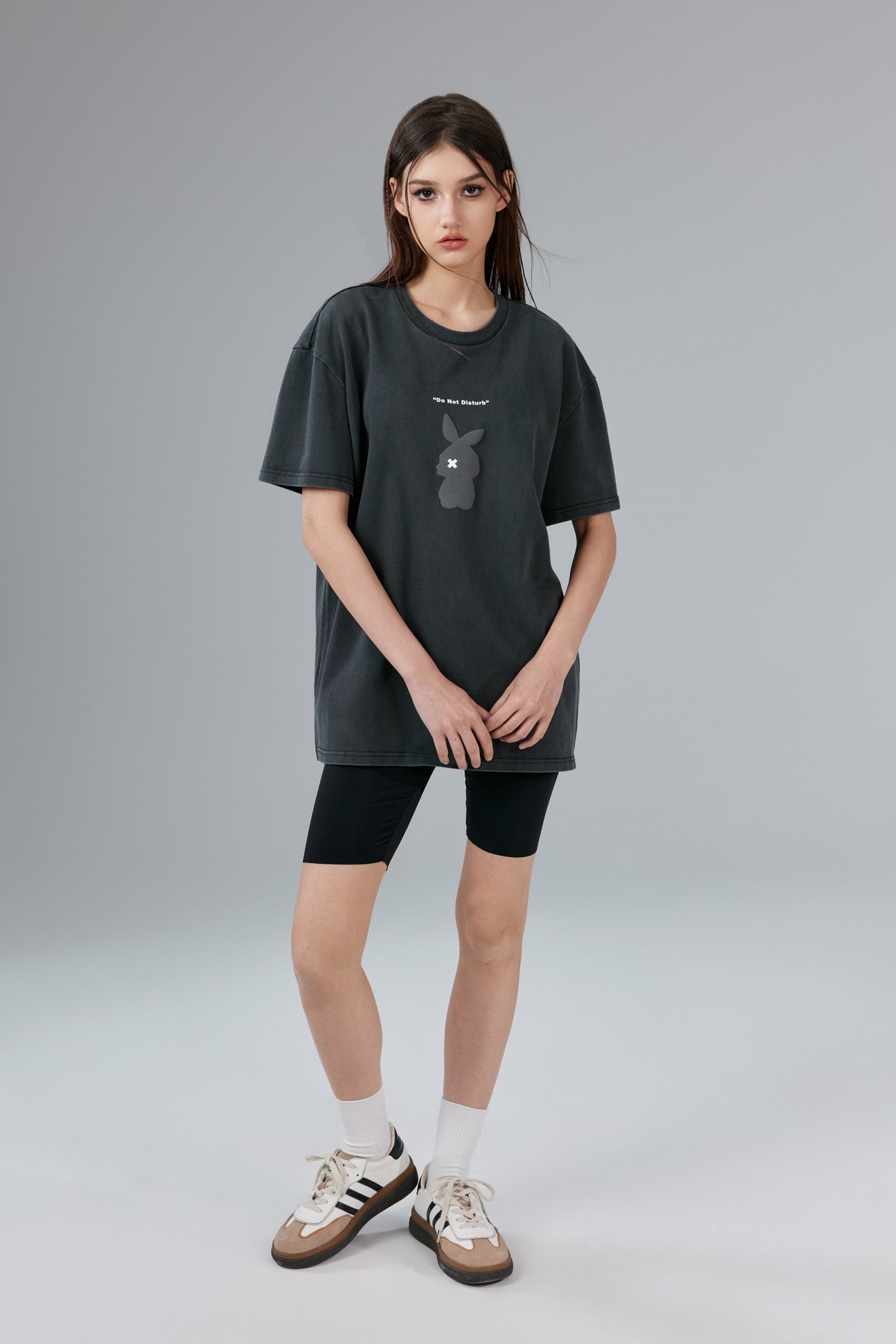 Chill Bunny Stonewashed Black Tee