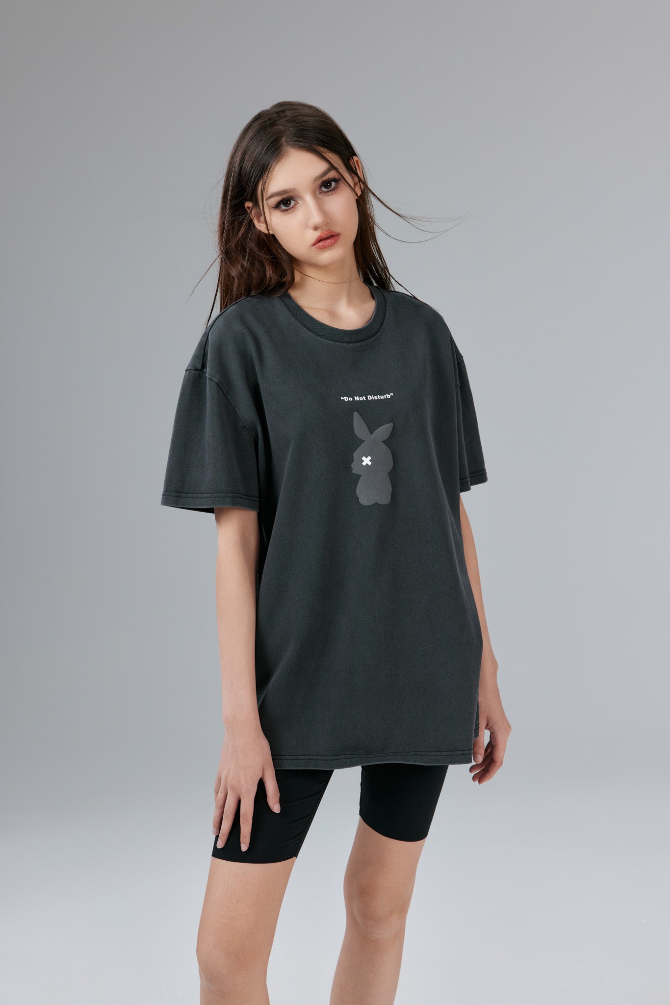 Chill Bunny Stonewashed Black Tee