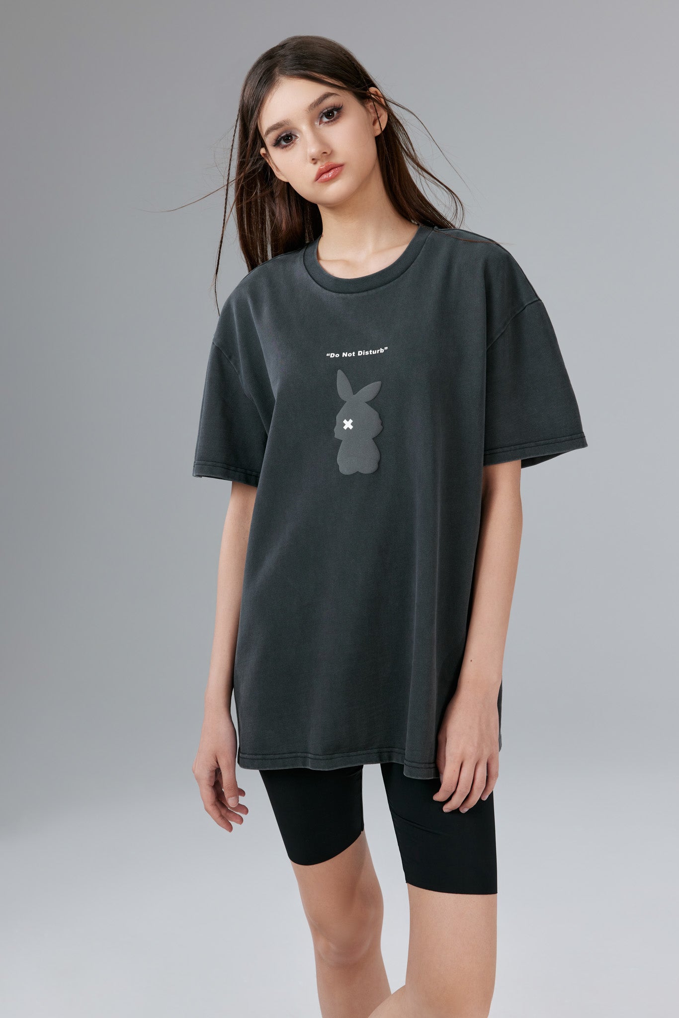 Chill Bunny Stonewashed Black Tee