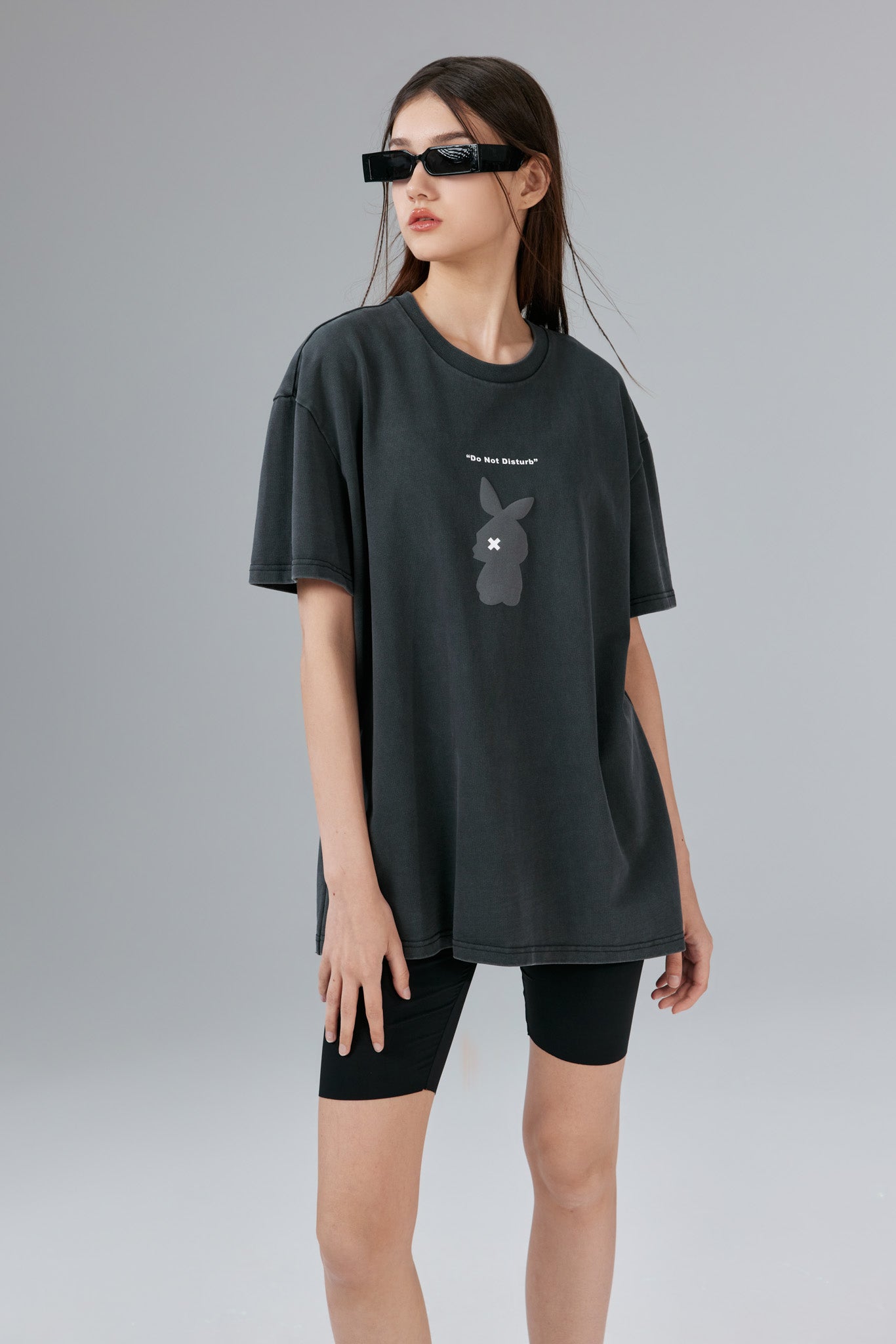 Chill Bunny Stonewashed Black Tee