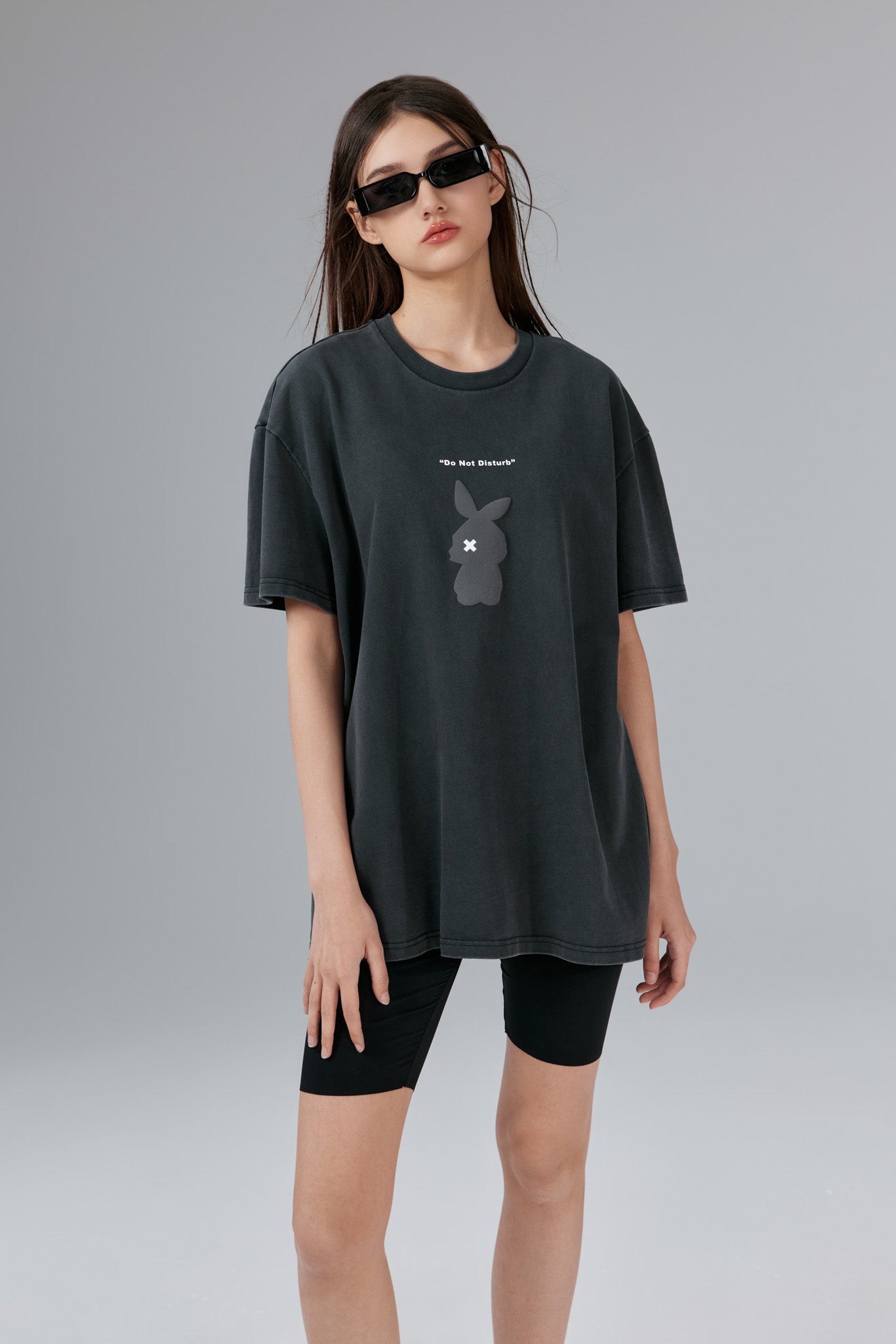 Chill Bunny Stonewashed Black Tee