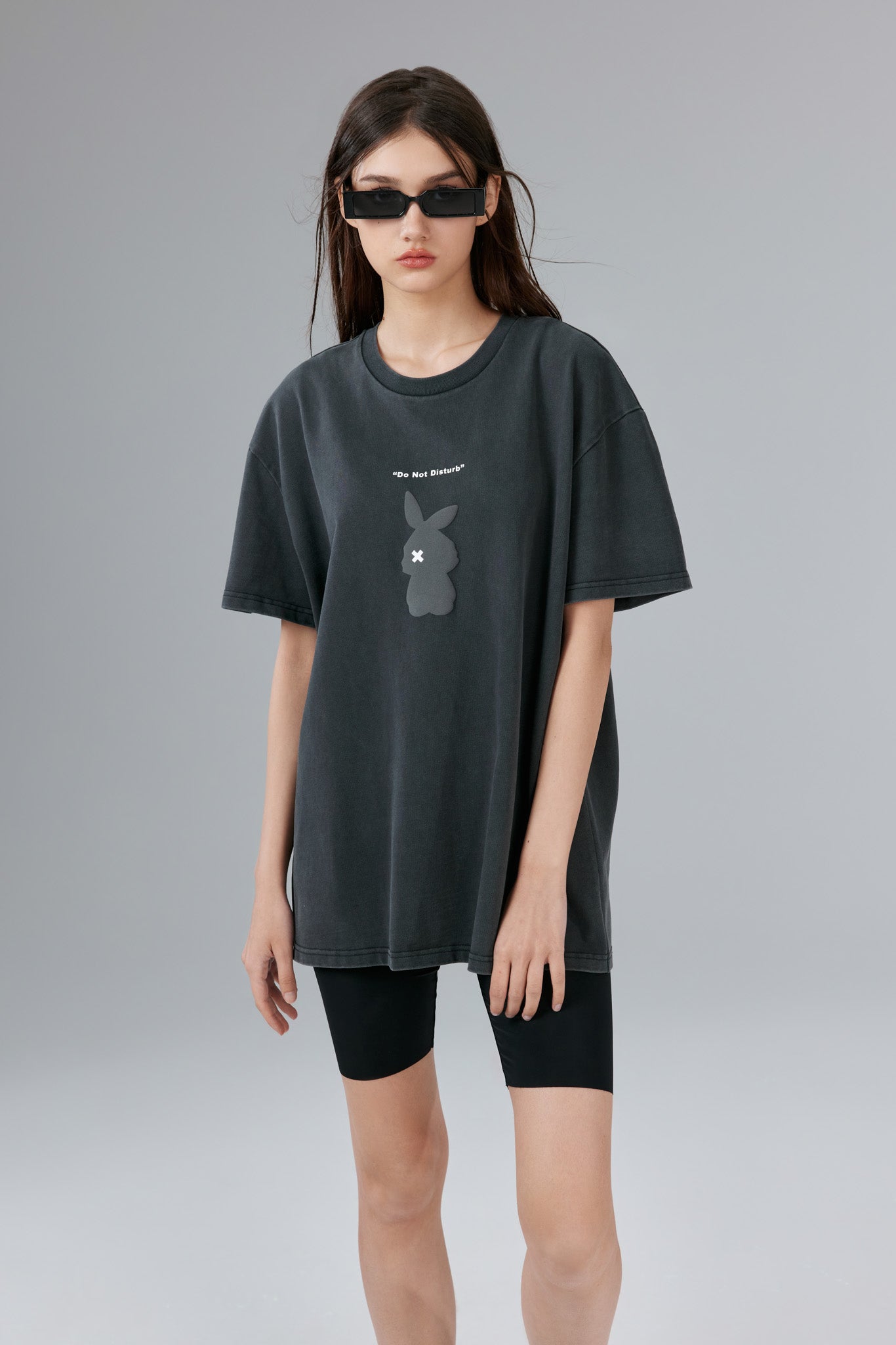 Chill Bunny Stonewashed Black Tee