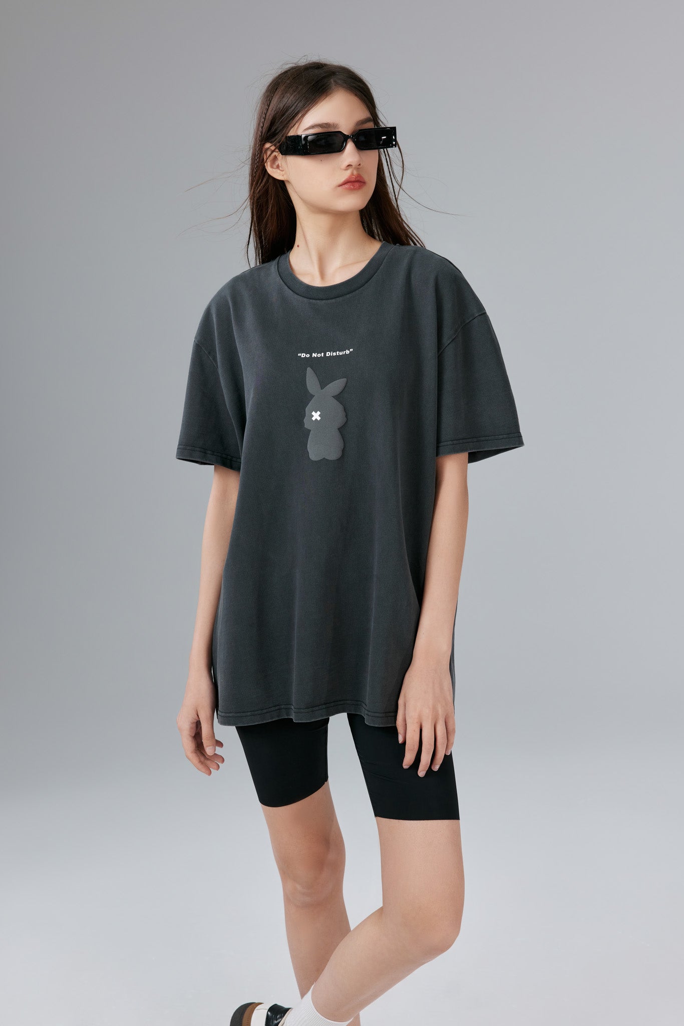 Chill Bunny Stonewashed Black Tee