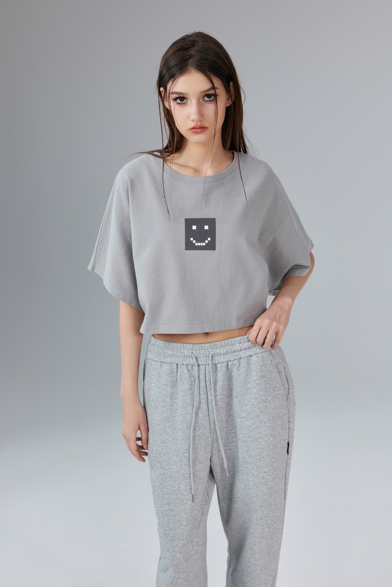 Pixel Stonewashed Relaxed Crop Tee