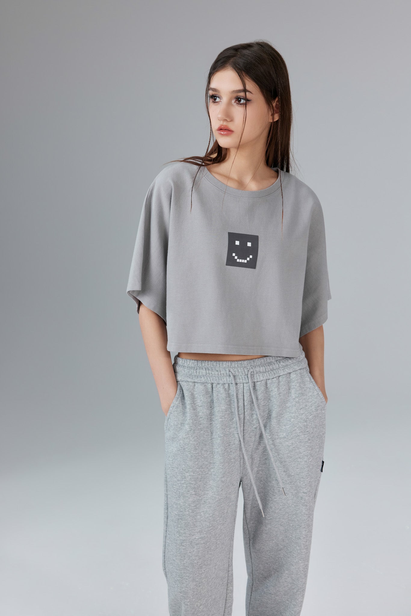 Pixel Stonewashed Relaxed Crop Tee